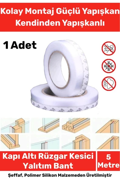 Ses Böcek Toz Önleyici Rüzgar Kesici Kapı Pencere Isı Izolasyon Yalıtım Şeffaf Şerit Bant 5mt 1 Adet ürün görseli 1
