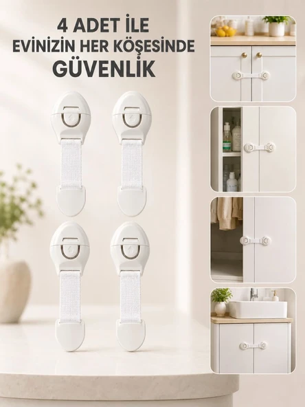 4 Adet Çok Amaçlı Çocuk Güvenlik Kilidi Dolap, Çekmece Ve Gardırop İçin ürün görseli 1