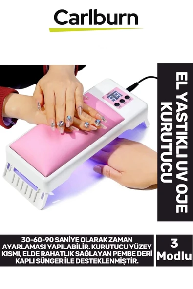 Premium Dijital Ekran 3 Kontrol Tuşlu Zaman Ayarlı Deri Kaplı Sünger El Yastıklı UV Jel Oje Kurutucu ürün görseli 1