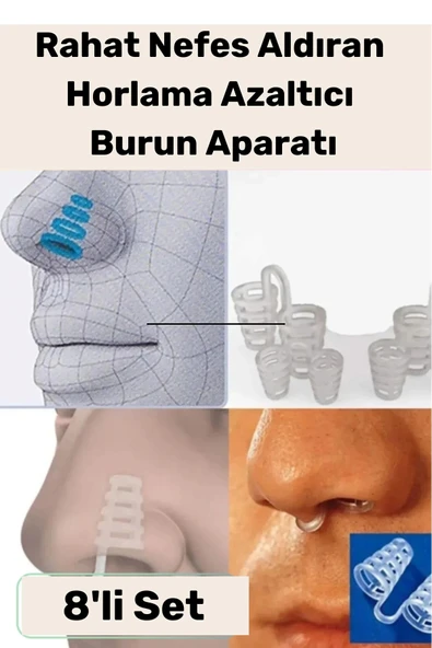 Yeni Seri Rahatlatıcı Uyku Önleyici Horlama Azaltıcı Nefes Alıp Verme Burun Delik Aparatı 8'li Set ürün görseli 1