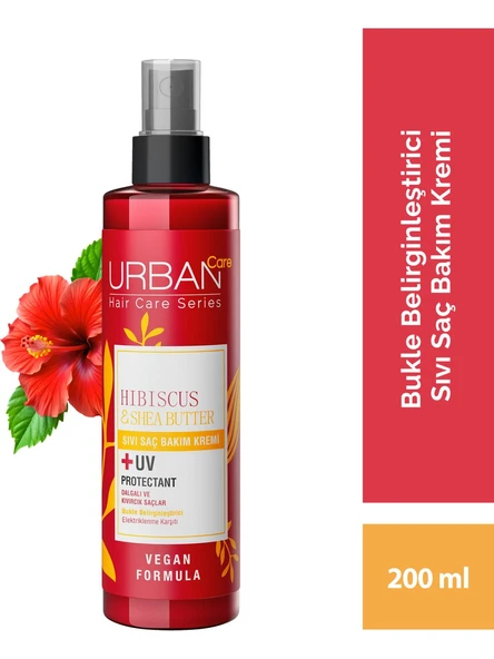 Urban Care Hibiscus&Shea Butter Kıvırcık ve Dalgalı Saçlara Özel Sıvı Saç Bakım Kremi-200 ML ürün görseli 1