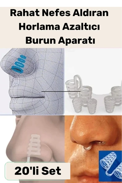 Yeni Seri Rahatlatıcı Uyku Önleyici Horlama Azaltıcı Nefes Alıp Verme Burun Delik Aparatı 20'li Set ürün görseli 1