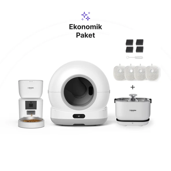 Xenon Smart Otomatik Kedi Tuvaleti 72L, Mama Kabı (Kameralı) 4L, Su Pınarı (Kablosuz) ve Filtre  4'lü Set ürün görseli 1