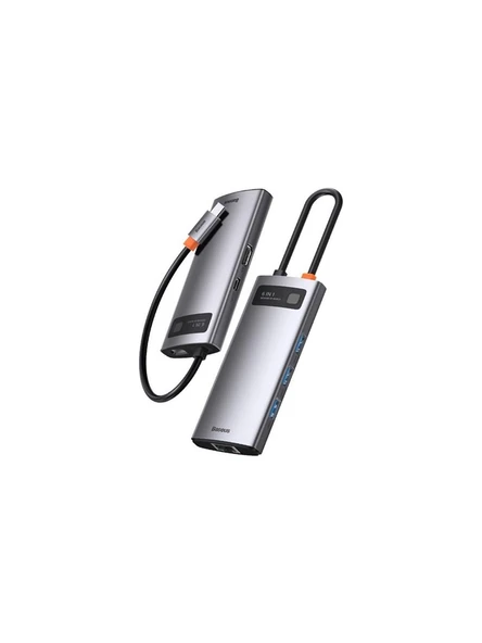 BASEUS Metal Gleam Series 6 in 1 Multifonksiyonel Type-C Hub Adaptör Docking Station WKWG080013 ürün görseli 1