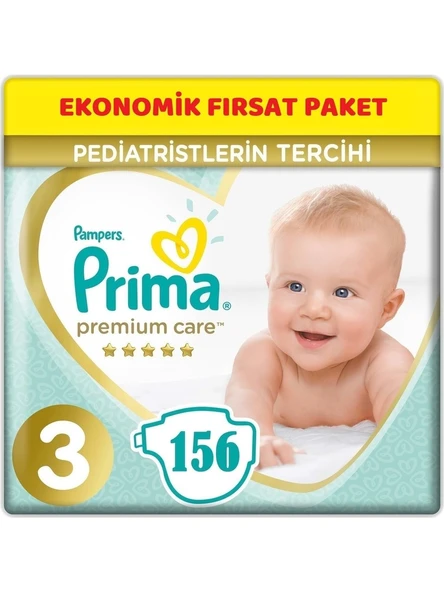 Prima Premium Care 3 Numara Midi 156'lı Bebek Bezi ürün görseli 1