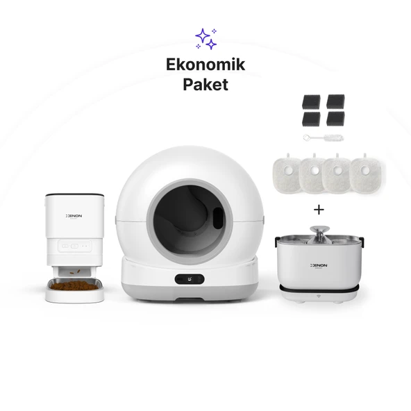 Xenon Smart Otomatik Kedi Tuvaleti 72L, Otomatik Mama Kabı, Su Pınarı (Kablosuz) ve Filtre  4'lü Set ürün görseli 1