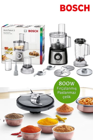 Bosch 50 Fonksiyonlu Hamur Yoğurma Smoothie Rende Öğütücü Doğrayıcı MultiTalent kompakt mutfak robotu ürün görseli 1