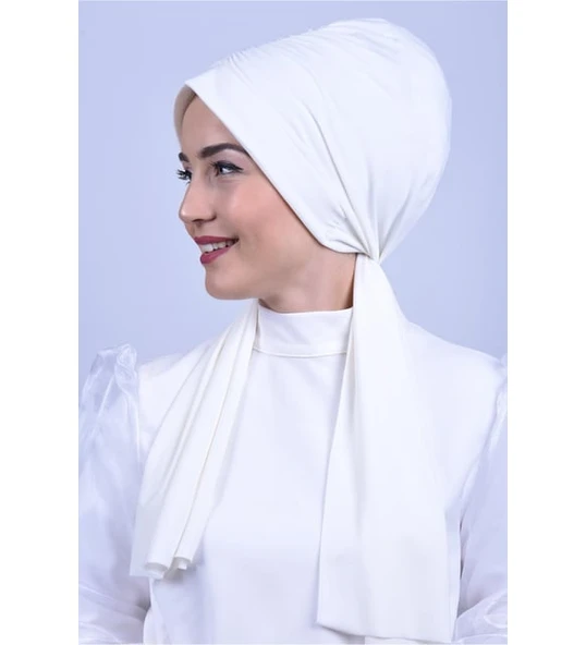 Monalisa Home Şık Büzgülü Başörtüsü Beyaz Renkli ürün görseli 1