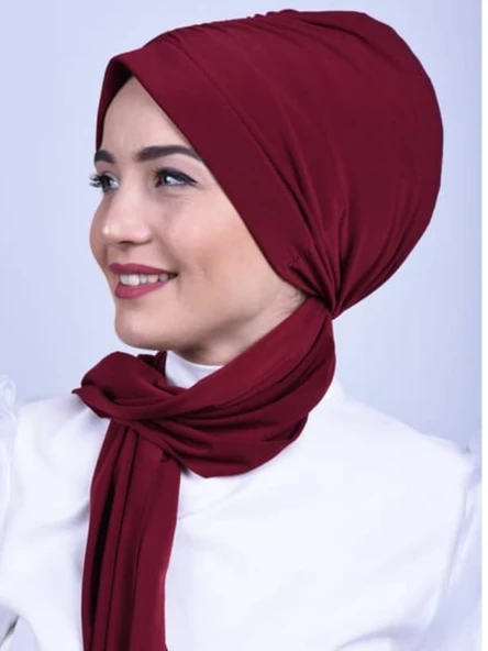 Monalisa Home Şık Büzgülü  Bordo Renkli Bone ürün görseli 1