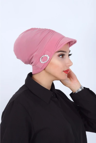 Monalisa Home Şık Tokalı Şapka Bone Açık Pembe Renkli ürün görseli 1