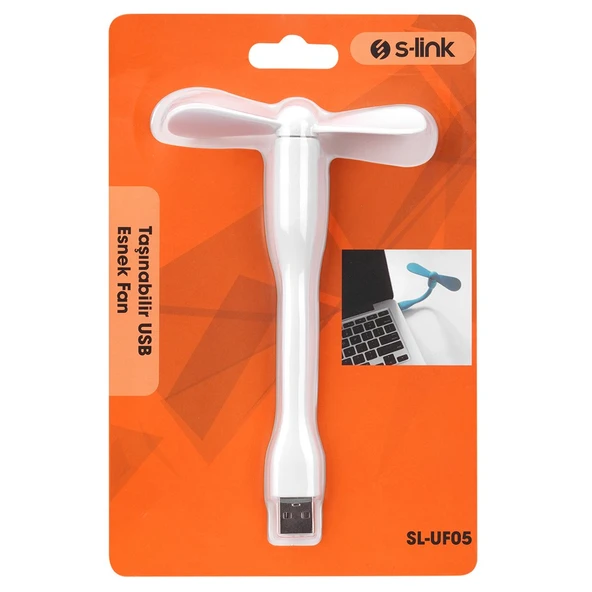 S-Link SL-UF05 Taşınabilir Esnek Beyaz USB Mini Fan ürün görseli 1