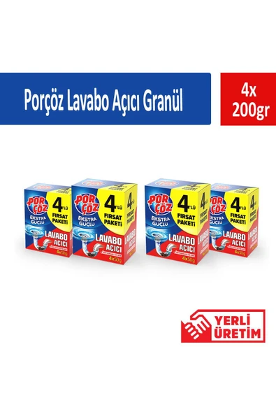 Porçöz Lavabo Açıcı Granül 200 gr x 4 Adet ürün görseli 1