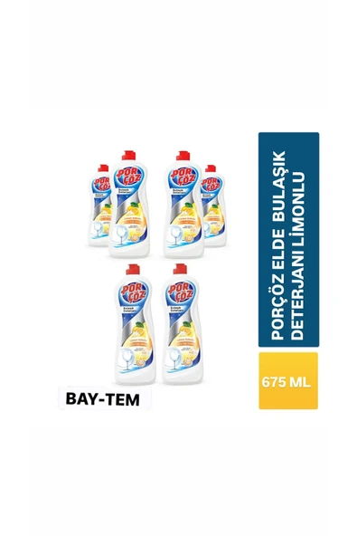 Porçöz ( 6 adet ) Porçöz Bulasik Elde Yikama Deterjani Limon 675 ml ürün görseli 1