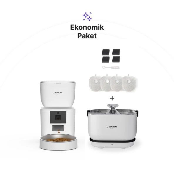 Xenon Smart Otomatik Mama Kabı (Kameralı) 4L, Su Pınarı (Kablosuz) ve Yedek Filtre  3'lü Set ürün görseli 1