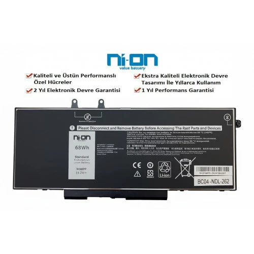 Nion Dell uyumlu 3PCVM P98F001,Latitude 5501 Notebook Batarya - Pil ürün görseli 1