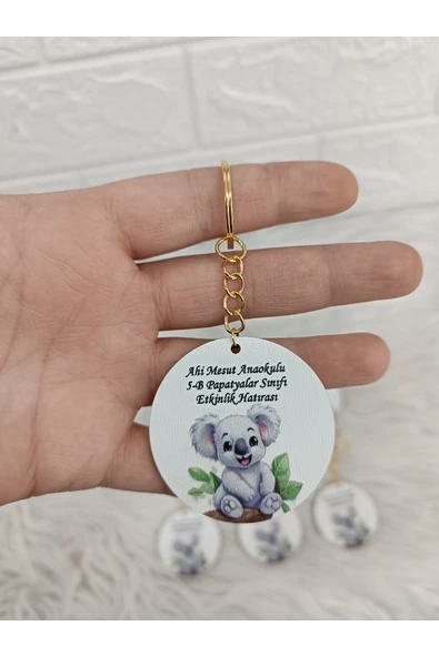 Doğrukan Hediyelik 10 adet koala konsept ahşap anahtarlık 5 cm yenidoğan doğum günü mevlüt hediyelikleri ürün görseli 1