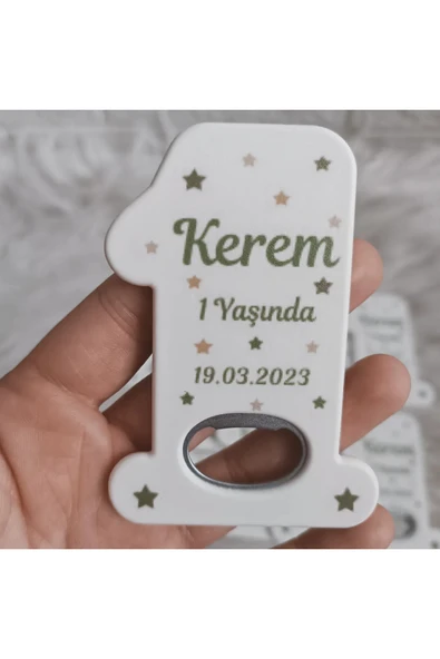 Doğrukan Hediyelik Yıldızlı erkek bebek 1 açacak magnet yenidoğan doğum günü mevlüt magnet hediyelik 10 adet ürün görseli 1