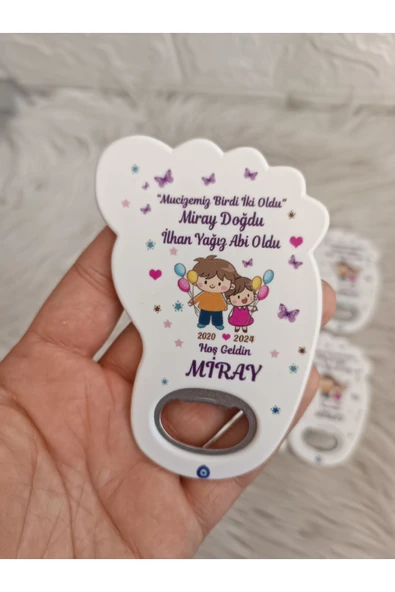 Doğrukan Hediyelik Abi kız kardeş ayak şeklinde açacak yenidoğan doğum günü mevlüt magnet hediyelik(25 adet) ürün görseli 1
