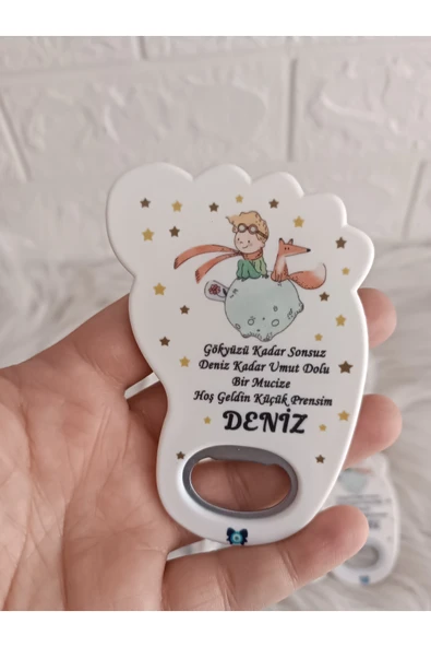 Doğrukan Hediyelik 25 adet küçük prensli ayak şeklinde açacak magnet yenidoğan doğum günü mevlüt hediyelikleri ürün görseli 1