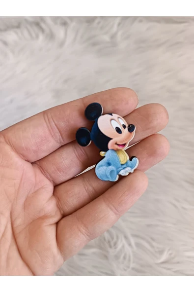 Doğrukan Hediyelik 25 adet oturan bebek Mickey mouse 4 cm UV baskılı ahşap figür süslemelere uygun ürün görseli 1