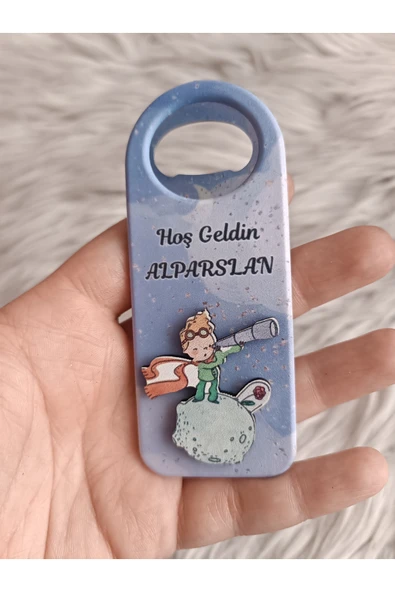 Doğrukan Hediyelik 10 adet teleskoplu küçük prensli kabartmalı uzun açacak magnet yenidoğan doğum günü hediyelik ürün görseli 1