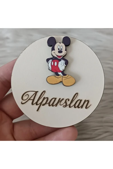 Doğrukan Hediyelik Mickey Mouse Figürlü Ahşap Yenidoğan Doğum Günü Hediyelik Magnet(20 ADET) ürün görseli 1