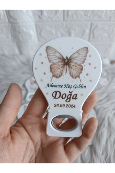 Doğrukan Hediyelik 25 adet kahverengi kelebekli balon açacak magnet yenidoğan doğum günü mevlüt hediyelikleri ürün görseli 1