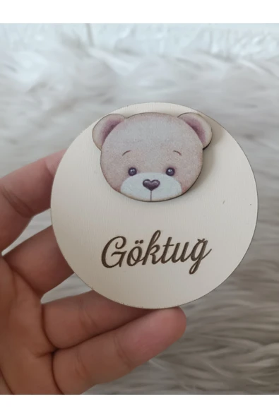Doğrukan Hediyelik Ayıcık Figürlü Ahşap Yenidoğan Magnet Hediyelik(20 ADET) ürün görseli 1