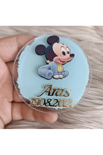 Doğrukan Hediyelik Bebek Mickey Mouse Figürlü Yenidoğan Doğum Günü Pleksi Magnet Hediyelik(10 adet) ürün görseli 1