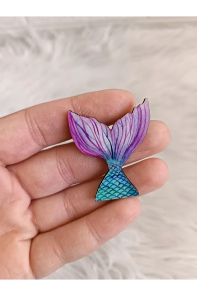 Doğrukan Hediyelik 25 adet deniz kızı kuyruğu 4 cm UV baskılı ahşap figür süslemelere uygun ürün görseli 1