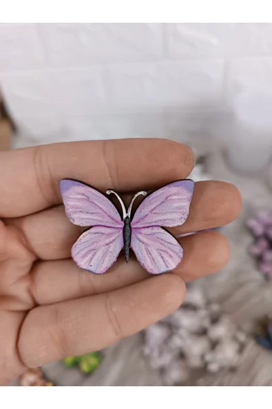 Doğrukan Hediyelik Antenli Kelebek 4 Cm Figür Bebek Ürünü Süslemelerinde Kullanıma Uygun Ahşap Üzeri Uv Baskı(25 ADET) ürün görseli 1