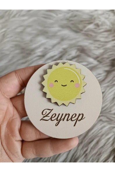 Doğrukan Hediyelik Güneş konsept ahşap taban yenidoğan doğum günü figürlü magnet hediyelik(10 adet) ürün görseli 1