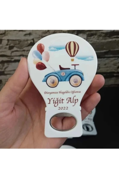 Doğrukan Hediyelik 25 adet arabalı balon açacak yenidoğan doğum günü hediyelik magnet ürün görseli 1