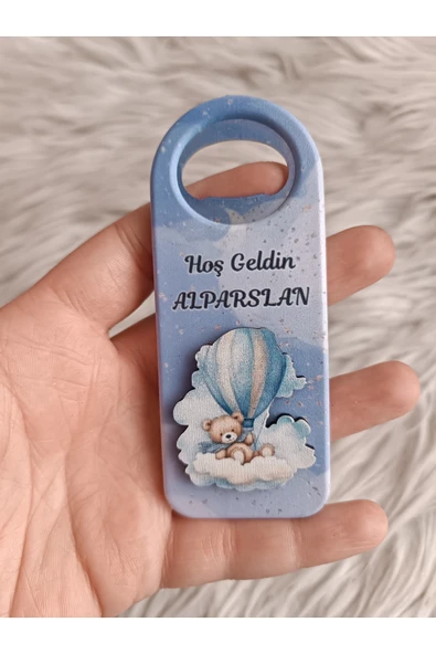 Doğrukan Hediyelik 10 adet bulutta balonlu ayıcıklı kabartmalı uzun açacak magnet yenidoğan doğum günü hediyelik ürün görseli 1