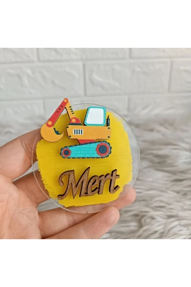 Doğrukan Hediyelik 10 Adet İş Makinesi Konsept Traktörlü Pleksi Figürlü Yenidoğan Doğum Günü Magnet Hediyelik ürün görseli 1