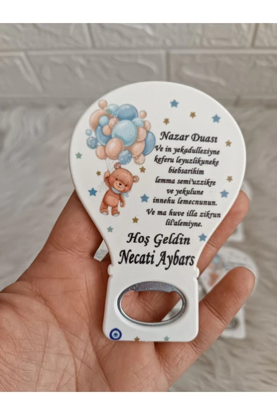Doğrukan Hediyelik 25 adet balonlu ayıcıklı nazar dualı balon açacak yenidoğan doğum günü mevlüt magnet hediyelik ürün görseli 1