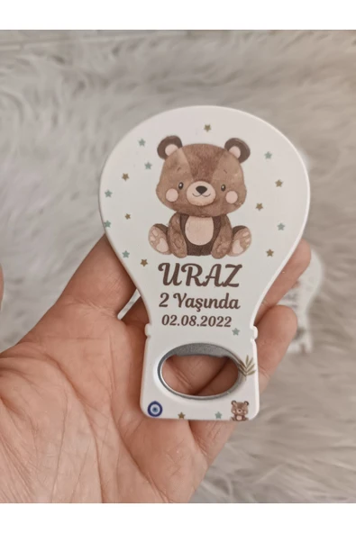 Doğrukan Hediyelik Kahverengi oturan ayıcıklı balon magnet açacak yenidoğan doğum günü mevlüt hediyelik(25 adet) ürün görseli 1