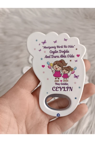 Doğrukan Hediyelik 25 adet abla kız kardeşli ayak açacak magnet yenidoğan doğum günü mevlüt hediyelikleri ürün görseli 1