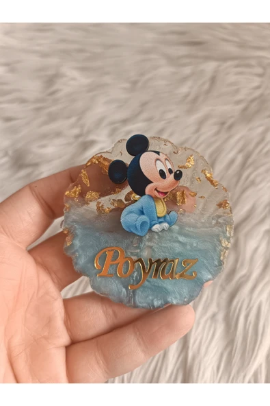 Doğrukan Hediyelik 10 adet mavi oturan Mickey mouse mavi epoksili magnet yenidoğan hediyelikler ürün görseli 1