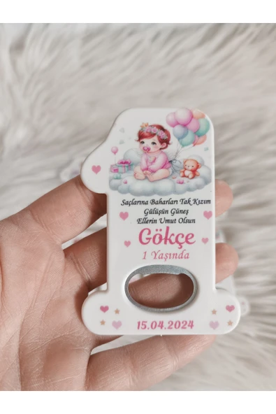 Doğrukan Hediyelik 10 adet bulutta oturan kız bebekli 1 açacak magnet yenidoğan doğum günü hediyelikleri ürün görseli 1