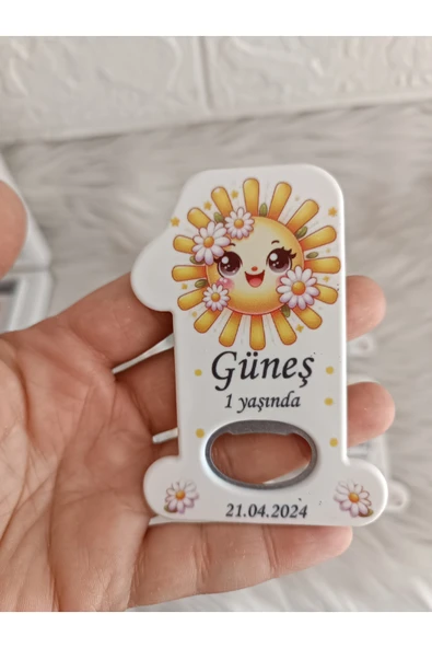 Doğrukan Hediyelik 25 adet papatyalı güneş konsept 1 rakam açacak magnet yenidoğan doğum günü mevlüt hediyelikleri ürün görseli 1