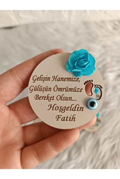 Doğrukan Hediyelik 20 adet dualı doğum günü yenidoğan sünnet hatırası mevlüt ahşap magnet ürün görseli 1