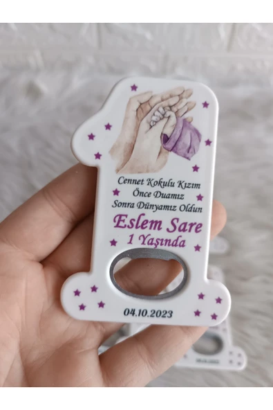 Doğrukan Hediyelik 10 adet aile el konsept(mor renk)1 açacak yenidoğan doğum günü mevlüt magnet hediyelikleri ürün görseli 1