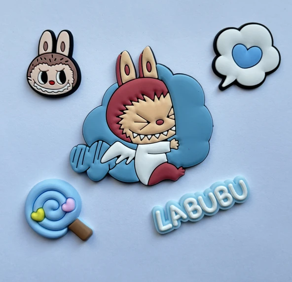 Labubu Sticker 3 Boyutlu Özel Üretim (5'li Set) - (Mavi Set) ürün görseli 1