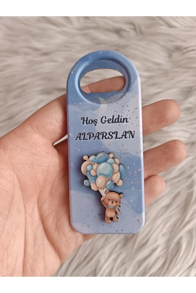 Doğrukan Hediyelik 10 adet mavi balonlu ayıcıklı kabartmalı uzun açacak yenidoğan doğum günü hediyelikleri ürün görseli 1