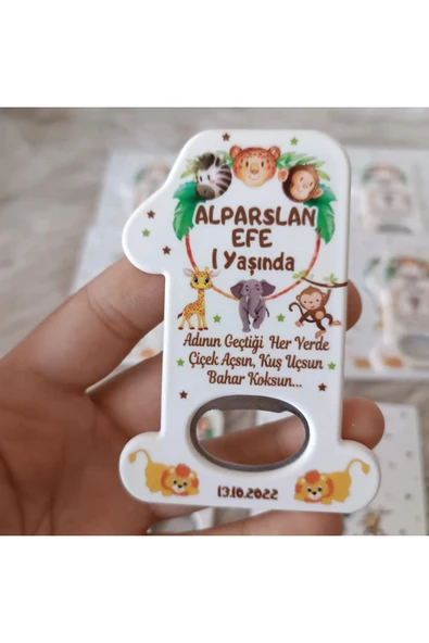 Doğrukan Hediyelik Safari konsept yenidoğan doğum günü açacak hediyelik magnet kartlı(10 adet) ürün görseli 1