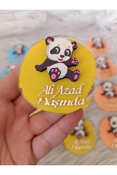 Doğrukan Hediyelik Panda figürlü pleksi yenidoğan doğum günü magnet hediyelik(10 adet) ürün görseli 1