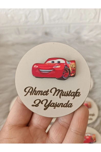 Doğrukan Hediyelik Şimşek Mcquenn Konsept Ahşap Yenidoğan Doğum Günü Hediyelik Magnet(20 ADET) ürün görseli 1