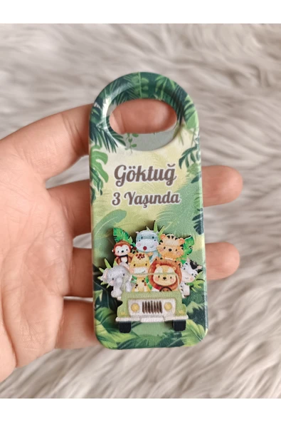 Doğrukan Hediyelik 10 adet safari figürlü uzun kabartmalı açacak magnet yenidoğan doğum günü hediyelikleri ürün görseli 1