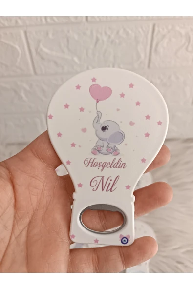 Doğrukan Hediyelik 25 adet pembe balonlu filli balon açacak magnet yenidoğan doğum günü hediyelikleri ürün görseli 1